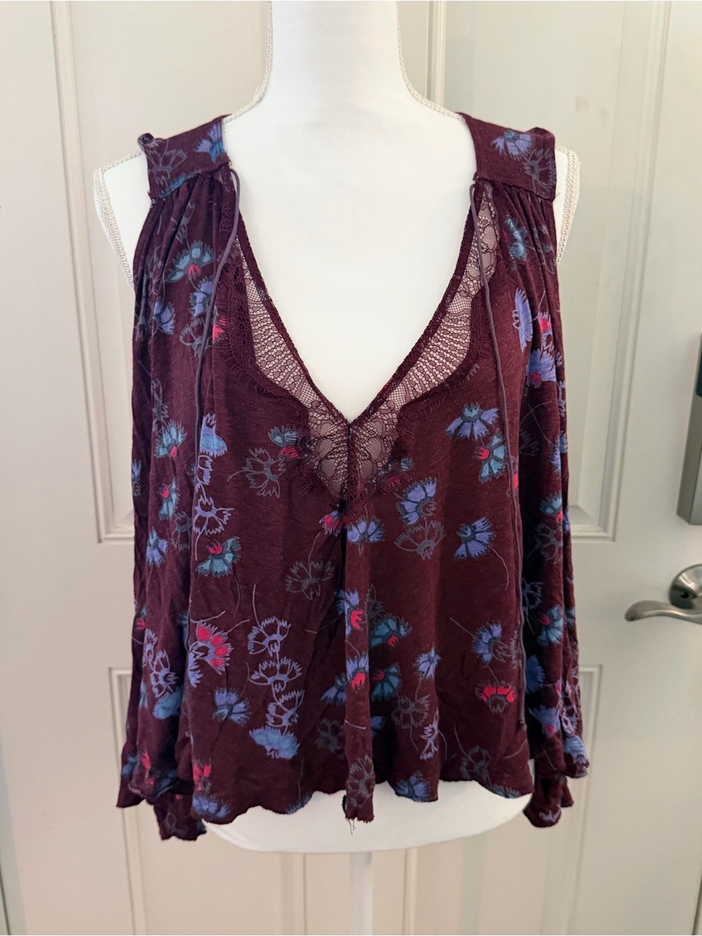 Free People Love Potion Tank L | Wine Floral Split Back
